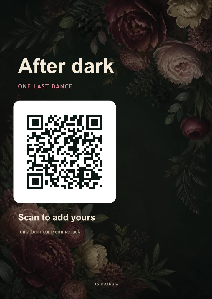 Midnight bloom QR poster template