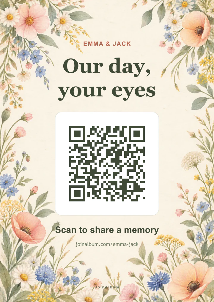 Wildflower garden QR poster template
