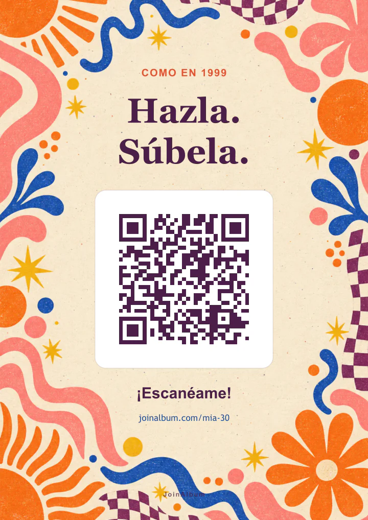 Plantilla de cartel QR Celebración retro