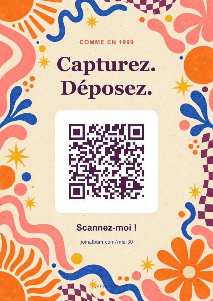 Modèle d’affiche QR Fête rétro