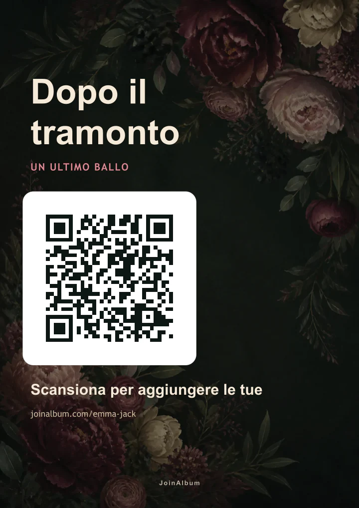 Modello di poster QR Fiori di mezzanotte